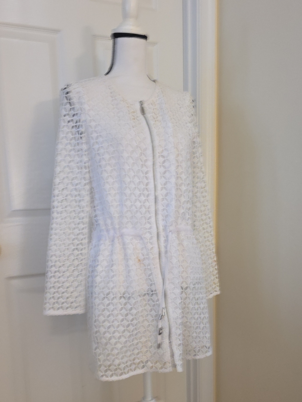 Rafaella Diamond Lace Lined Zip Tunic Jacket Top S